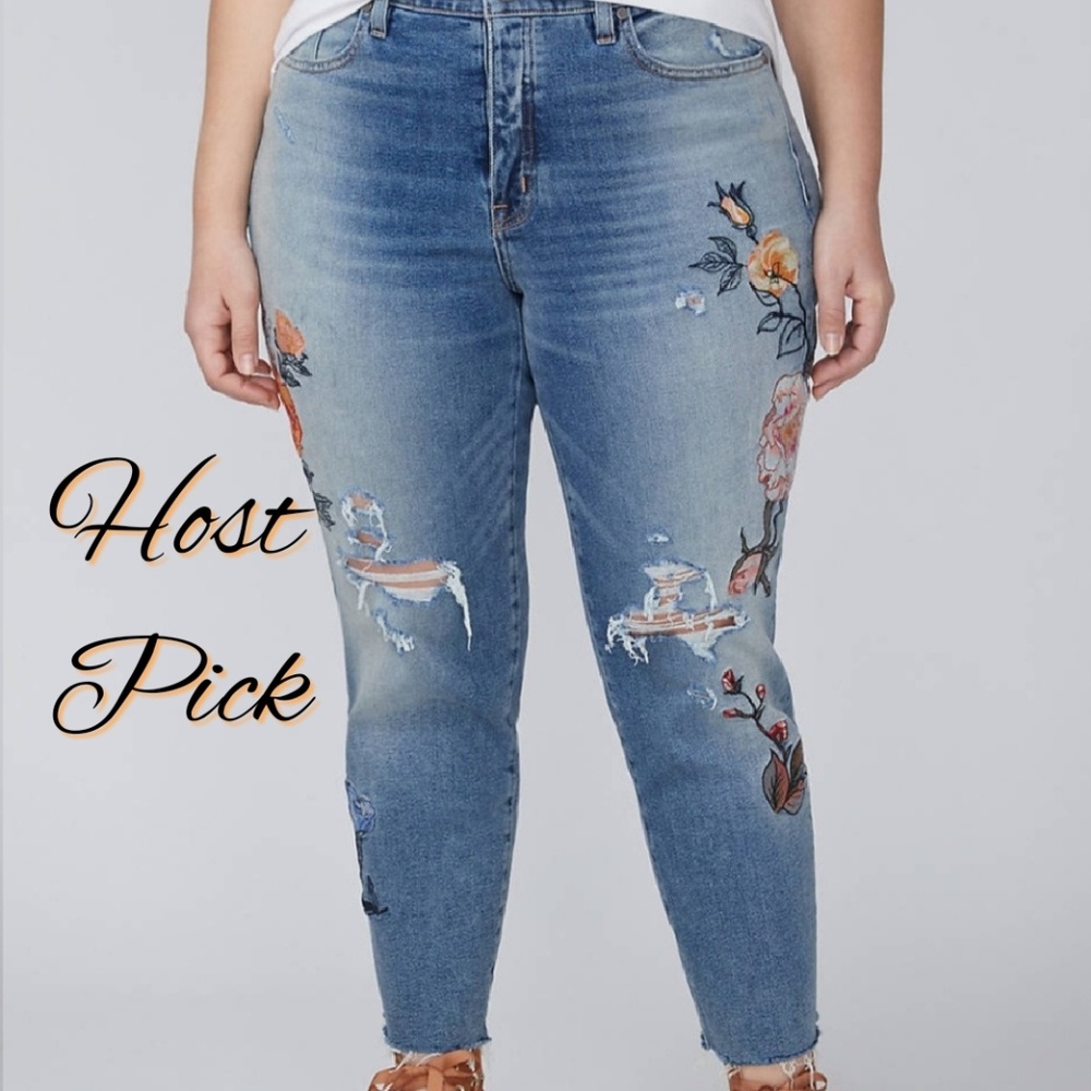 Lane Bryant Girlfriend Jean Floral Detail - Picture 1 of 4